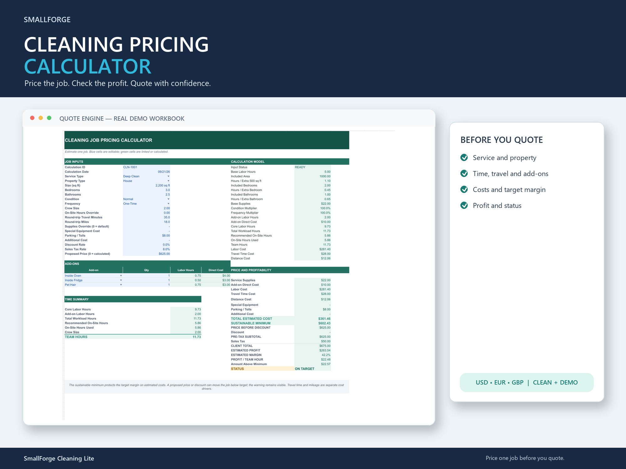 SmallForge Cleaning Lite pricing calculator cover